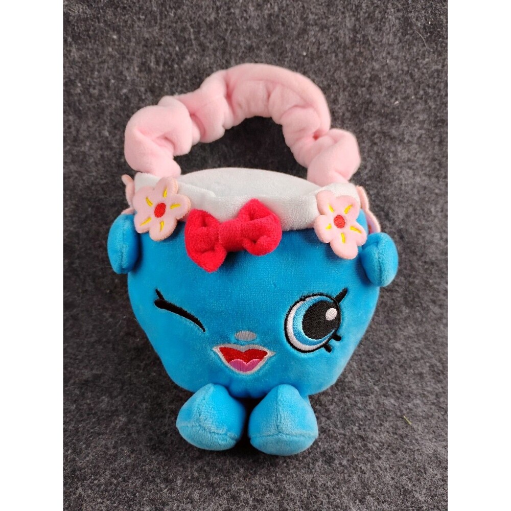Shopkins Plush Purse Handbag Tea Cup Harriet Blue Pink Flowers Red Bow 2016 Toy